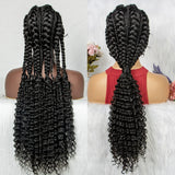 28" Blonde Knotless Cornrow Braids Wig with Curly Ends | Lace Frontal | Baby Hair