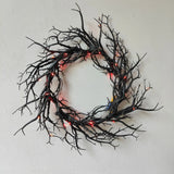 Halloween Wreath Black Branch Garland with LED Light Horror Party Haunted Festival Branch Wreath Hanging Room Halloween Decor