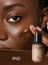 Base de maquillaje natural de larga duración Pudaier - Botella pequeña marrón, acabado mate, no pegajosa, textura cremosa, adecuada para todo tipo de piel