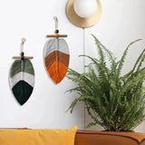 Bohemian Style Woven Leaves Hanging Wall Hanging Tapestry Set of 2 Home Decoration Cotton Thread Decorative Crafts Hangings