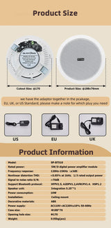 Amplificateur de classe D intégré, haut-parleur de plafond compatible Bluetooth à gamme complète, pour musique de fond de cinéma maison, bonne qualité