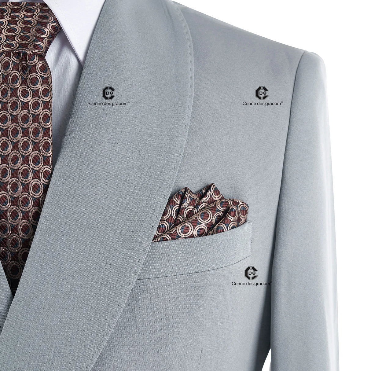 Cenne Des Graoom 2025 New Elegant Light Grey Men Suits Metal Side Release Buckle 2 Pieces Set High Quality Wedding Party Dinner - Lootquake