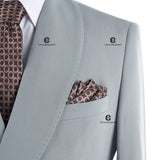 Cenne Des Graoom 2025 New Elegant Light Grey Men Suits Metal Side Release Buckle 2 Pieces Set High Quality Wedding Party Dinner - Lootquake