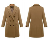 Autumn Winter Women's Woolen Jacket Long Windbreaker Double Breasted Slim Fit Coat - Lootquake