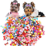 Lot de 100 nœuds pour chiots, accessoires de toilettage mobiles faits à la main pour chiens et chats, avec élastique
