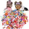 Lot de 100 nœuds pour chiots, accessoires de toilettage mobiles faits à la main pour chiens et chats, avec élastique