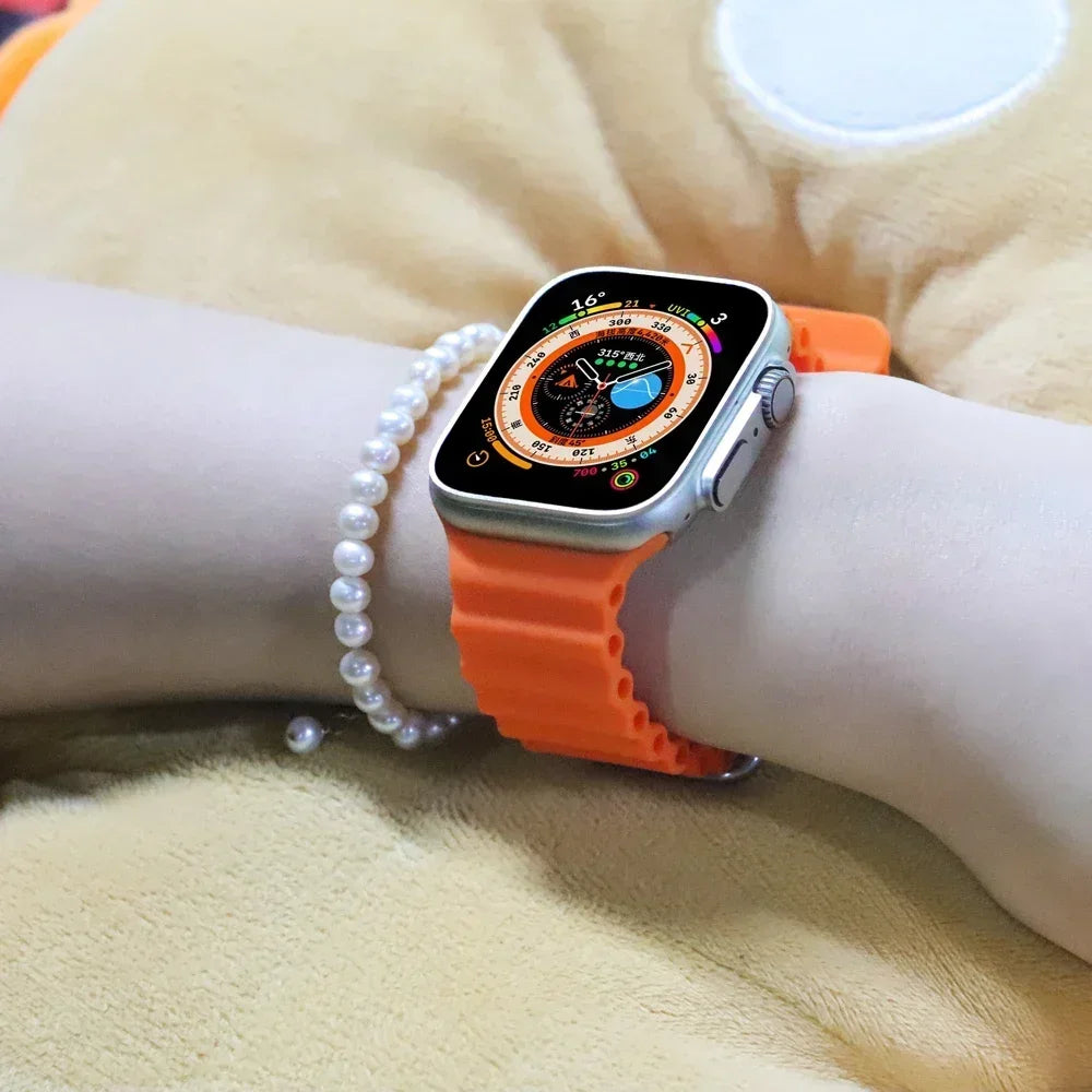 Silicone Strap For watch band 44mm 40mm 49mm 45mm 41mm 38mm accessorie correa bracelet iWatch Ultra 2 series 7 6 5 se 8 9 - Lootquake