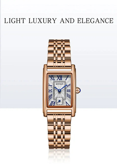 SANDA 1116 New Fashion 2024 Elegant Design Rectangle Dial Water Resistant Quartz Movement Business Women Analog Wrist Watch - Lootquake