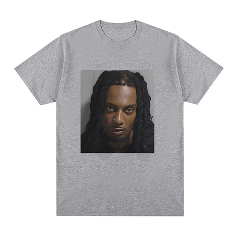 Rapper Playboi Carti Mugshot Graphic T-shirt Men's Fashion Vintage Hip Hop T Shirt Casual Cotton Short Sleeve Oversized T-Shirts - Lootquake