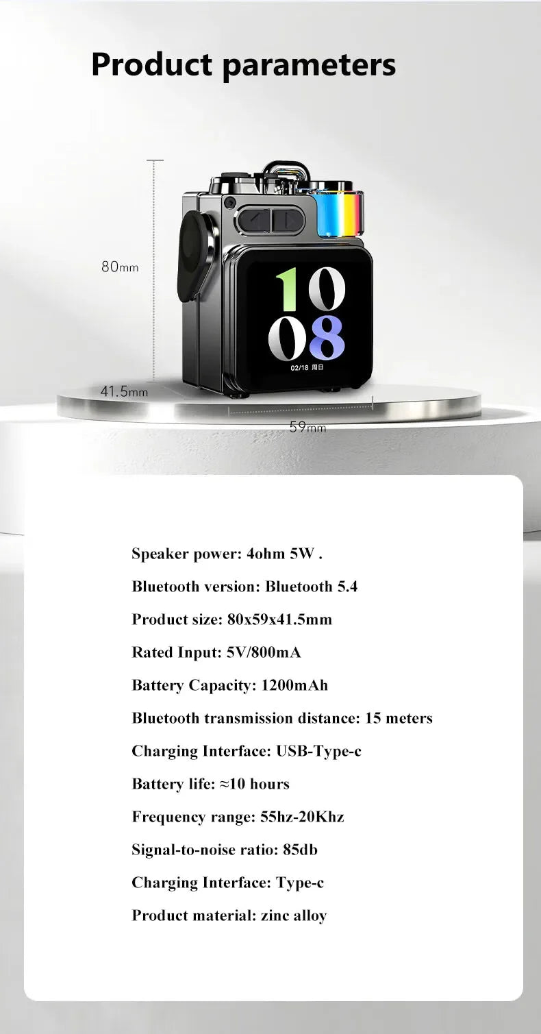 Mini haut-parleur Bluetooth intelligent à écran tactile, lecteur audio portable, appel mains libres sans fil, boîte à musique MP3, prise en charge de la lecture TF, contrôle par application