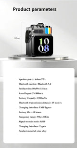 Mini haut-parleur Bluetooth intelligent à écran tactile, lecteur audio portable, appel mains libres sans fil, boîte à musique MP3, prise en charge de la lecture TF, contrôle par application
