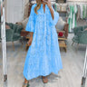 Fitshinling Cotton Long Dress Women Costume Flare Sleeve Slim A-Line Robe Fashion Hollow Out Lace Maxi Dresses Dance Wear - Lootquake