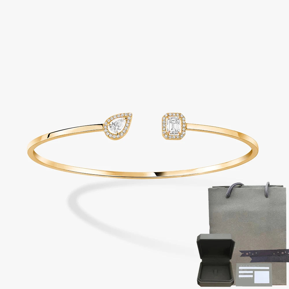 Pulsera de mujer en plata de ley S925, serie clásica MOVE/TWIN, pulsera de diamantes franceses, regalo navideño, joyería de alta calidad.