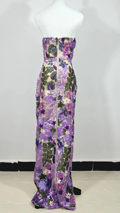 2025 Summer New Bra Heavy Industry Sequins Split Long Dress Women's Elegant Celebrity Club Party Evening Dress Wholesa - Lootquake