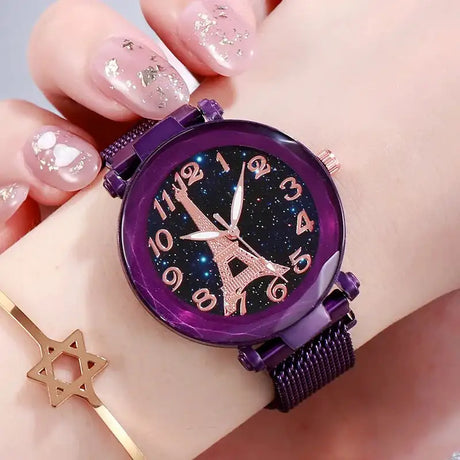 Luxury Mesh Steel Belt Quartz Wristwatches Eiffel Tower Watch for Women Simple Ladies Dress Party Watch Relógio Feminino Gifts - Lootquake