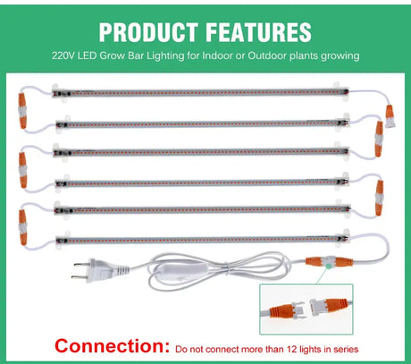 Grow Light 220V Full Spectrum LED Bar Light for Plants 50cm Phyto Lamp for Plant Veg Flowers Greenhouse Tent 4000K 380-780nm - Lootquake