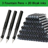 Juego de 33 plumas estilográficas Kawaii con tinta reemplazable, tinta negra, azul y roja EF de 0,38 mm, bolígrafos escolares, material de oficina, papelería para escribir.