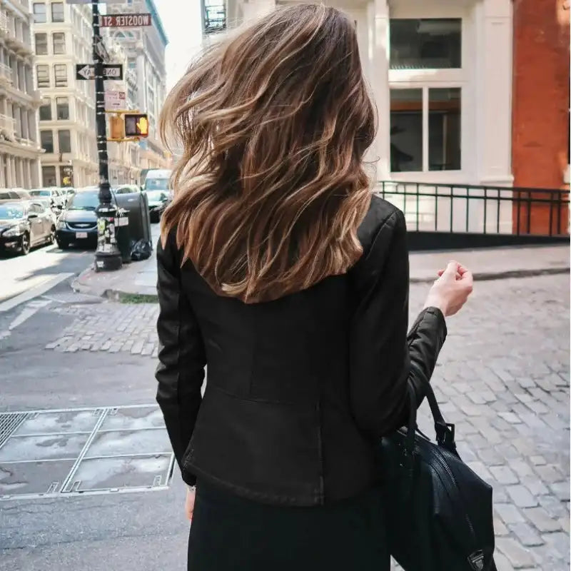 New Vintage Women PU Leather Bomber Jacket Fashion Casual Autumn Winter Zipper Windbreaker Streetwear Female Blazer Y2K Clothes - Lootquake