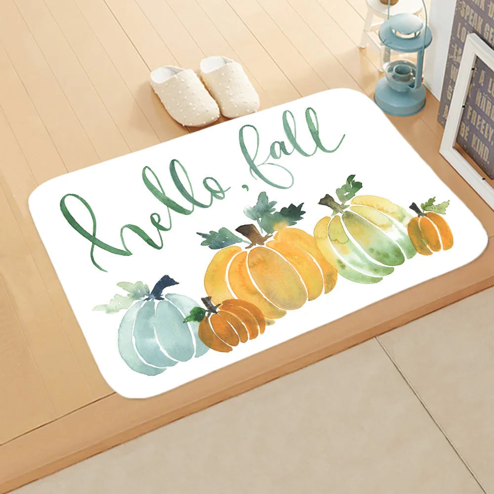 Halloween Theme  Pumpkin Witch Welcome Home Anti-Slip Door Mat Carpet  Decor Flannel Floor