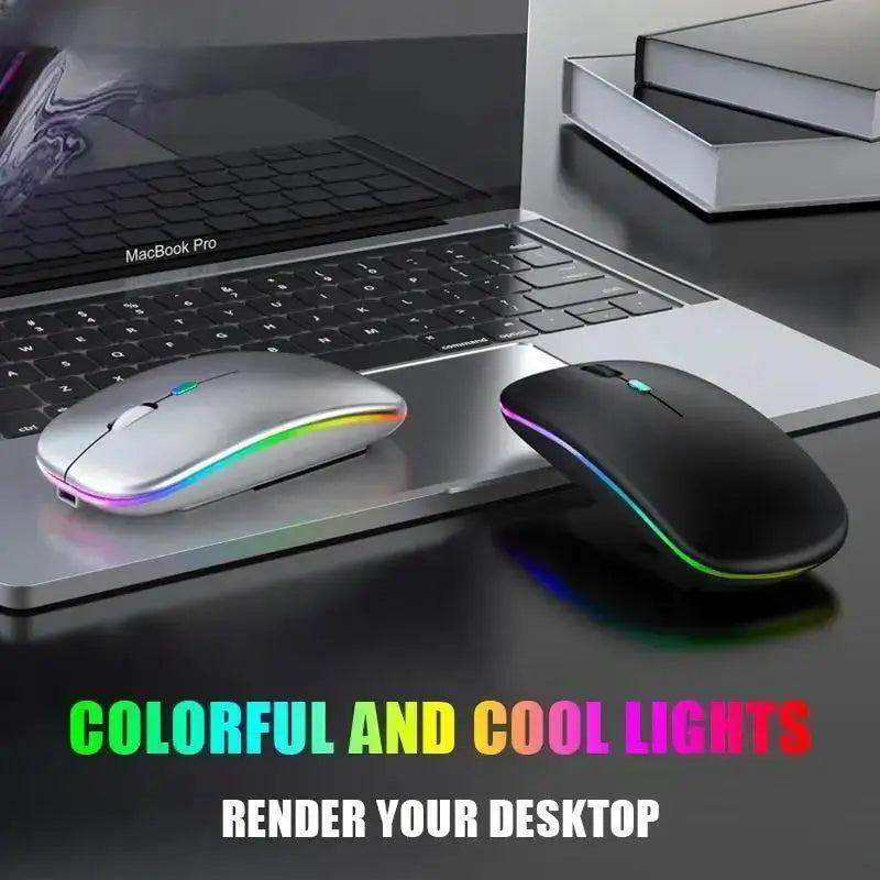 Souris de jeu sans fil, rétroéclairée, compatible USB, rechargeable, RVB, silencieuse, ergonomique, pour ordinateur portable et PC