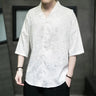 M-5XL Plus Size Men Dragon Pattern Shirt Short Sleeve V Neck Summer Streetwear Stain Chinese Pullover Blouse for Men XXXXXL - Lootquake