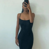 Dulzura Women 2025 Summer Party Club Evening Streetwear Bodycon Beach Basic Black Long Dress Wholesale Items For Business D22775 - Lootquake