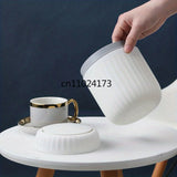 Elegant ultra large capacity mini trash bin with lid, stylish white and gold desktop trash bin suitable for home,office, bedroom