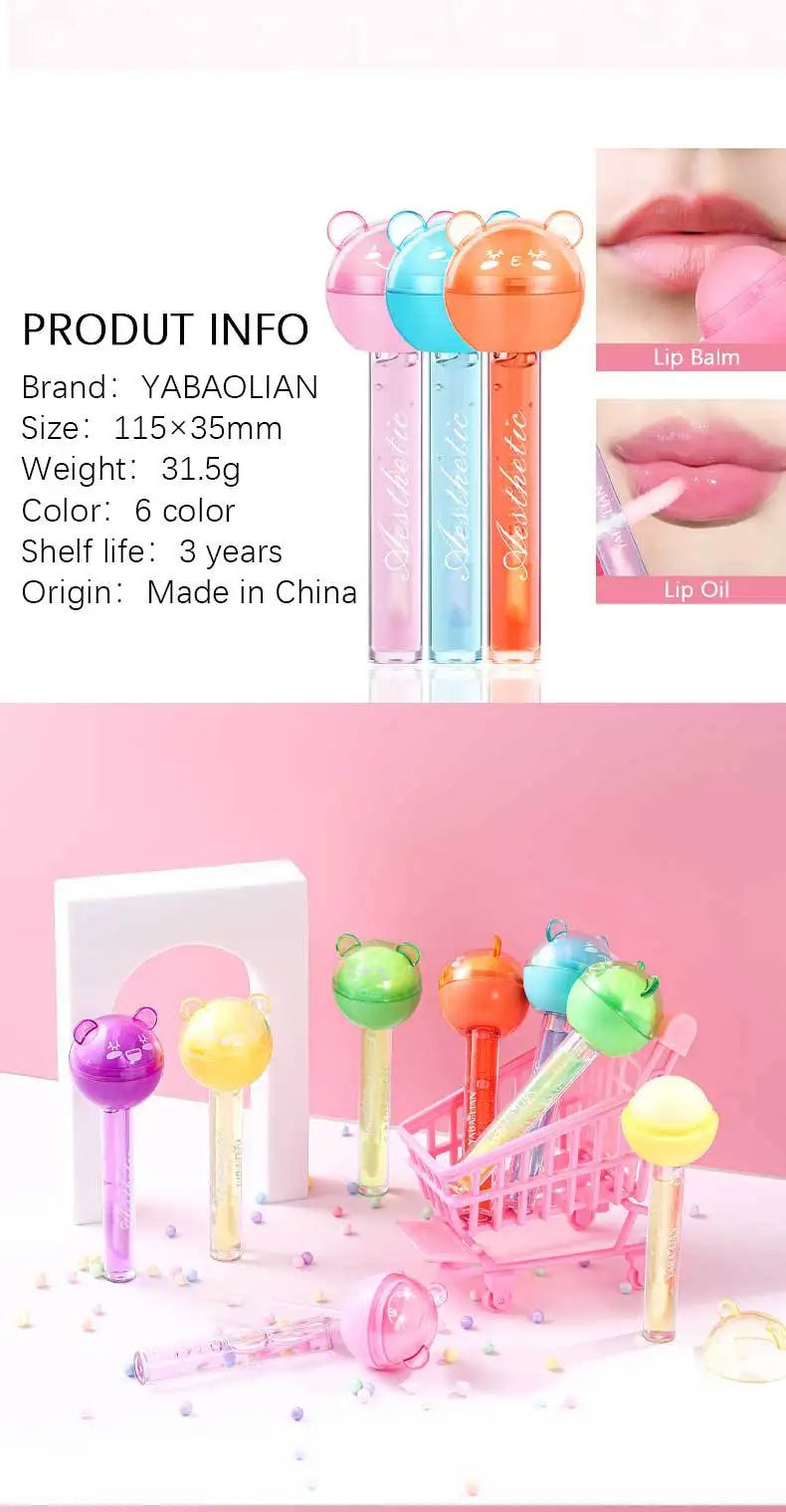 Gloss à lèvres 2 en 1 en forme de sucette, hydratant, repulpant, baume à lèvres, rouge à lèvres, huile minérale, nourrissant, soin des lèvres, maquillage, cosmétiques