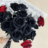 Halloween Decoration Artificial Flowers Bouquet With Pumpkins & Black Roses, Halloween Table Centerpiece For Dining Living Room