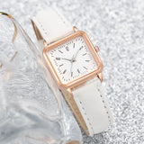 3PCs/Set Women's Fashion Watch Square Simple Dial Leather Quartz Watch Set - Lootquake