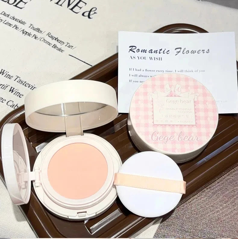 Polvos compactos mate para rostro, control de aceite, cobertura total natural, hidratante, blanqueador, base de maquillaje en crema, 2 en 1 cosmético
