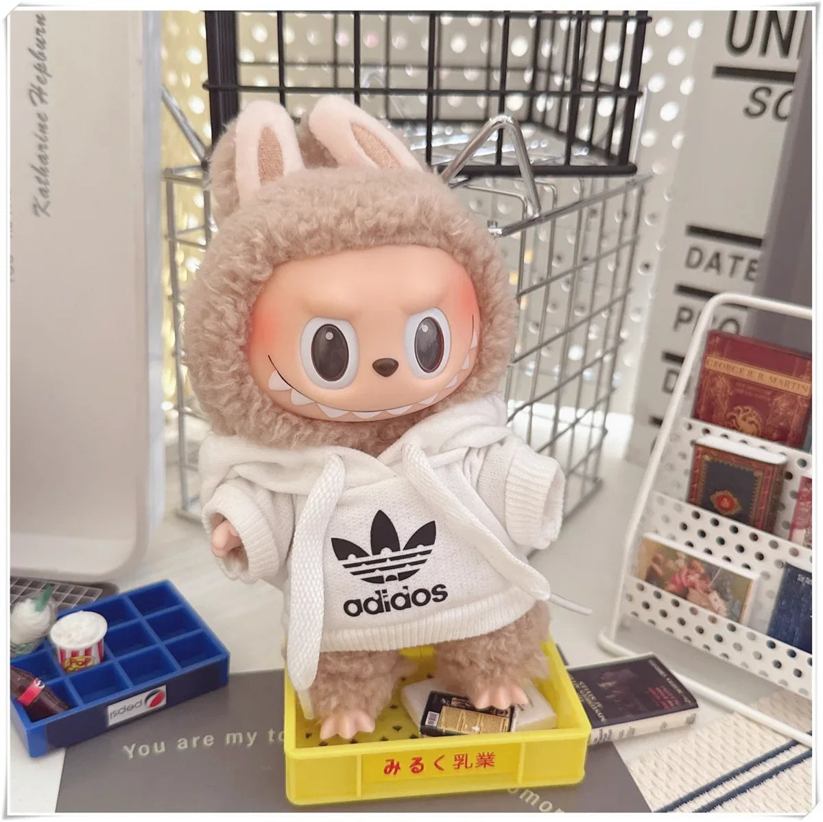Vêtements de poupée Labubu, ensemble sweat à capuche et pantalon tendance, accessoires pour poupées Labubu Idol V1 V2, peluche universelle de 15/17 cm