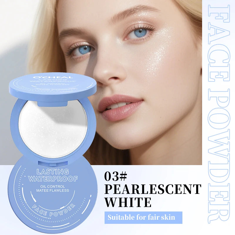 Polvos fijadores mate Ocheal para rostro, control de grasa, ligeros, radiantes, base de maquillaje, polvos compactos, maquillaje de cobertura total, cosmético