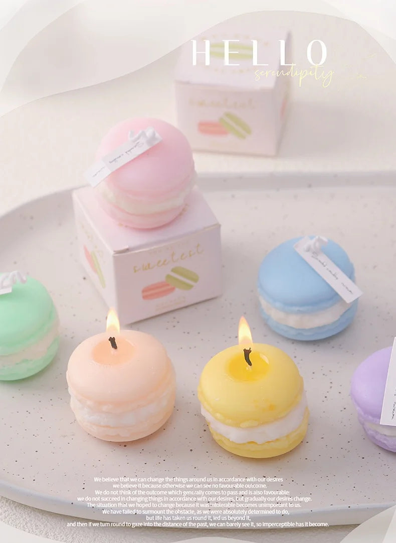 Velas de aromaterapia con diseño creativo de macarrones (2025), colección de fragancias para el hogar, adornos decorativos, regalos de Navidad y cumpleaños.