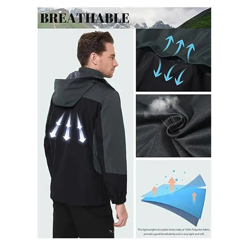 Men Autumn Jacket Camping Hiking Trekking Windbreaker Waterproof With Hood Spring Outdoor Sports Travel Climbing Coats - Lootquake