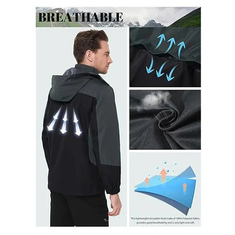 Men Autumn Jacket Camping Hiking Trekking Windbreaker Waterproof With Hood Spring Outdoor Sports Travel Climbing Coats - Lootquake