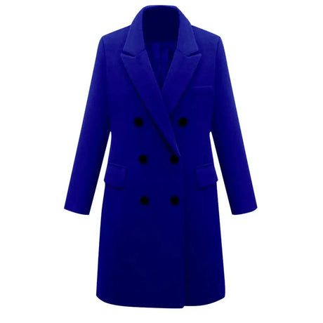 Autumn Winter Women's Woolen Jacket Long Windbreaker Double Breasted Slim Fit Coat - Lootquake