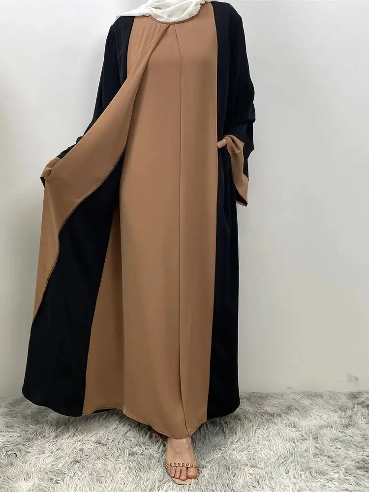 Vestido de fiesta musulmán Eid para mujer, Abaya de Ramadán, vestido largo falso de dos piezas, marroquí, Dubái, Turquía, bata Jalabiya 2024