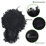 Afro Puff Kinky Curly Drawstring Ponytail Extension with Bangs | Synthetic Updo Hairpiece for Black Women | 12 Inch