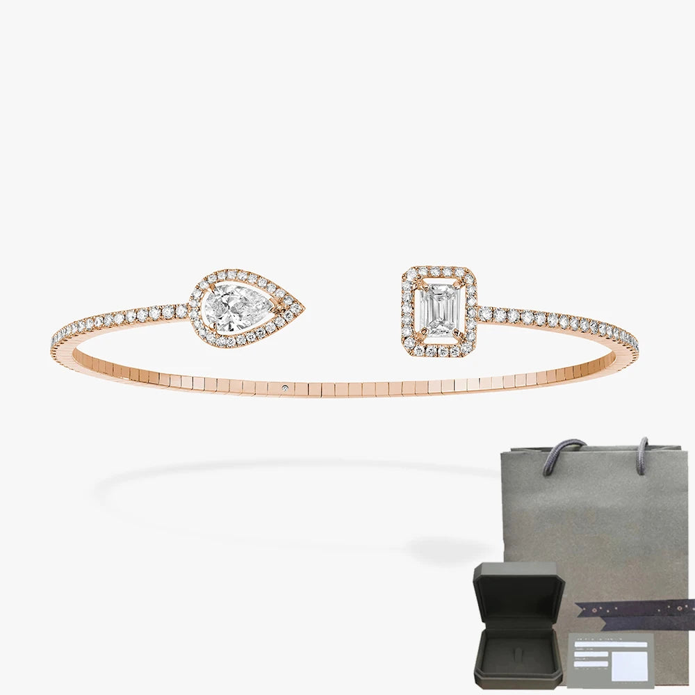 Pulsera de mujer en plata de ley S925, serie clásica MOVE/TWIN, pulsera de diamantes franceses, regalo navideño, joyería de alta calidad.