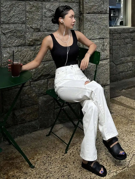 Camisole Tank Soft Cotton Top Women Summer Outfits Tight And Sexy Tank Top Knitted Bottom Shirt And Sleeveless Top For Outerwear - Lootquake