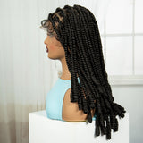 20 Inch Knotless Box Braids Full Lace Wig | Transparent Lace Synthetic Braided Wig with Baby Hair
