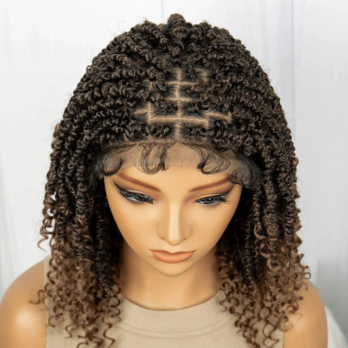 1B/27 Short Passion Twist Lace Front Wig | Knotless Braids | Baby Hair | Synthetic Twist Spring Wig