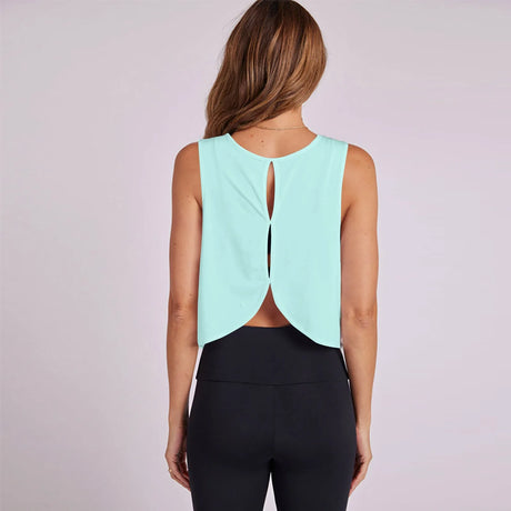 Women'S Solid Color Top Women'S Sports Suspender Top Women'S Fashion Hollow Back Sports Running Fitness Casual Hundred Yoga Top - Lootquake