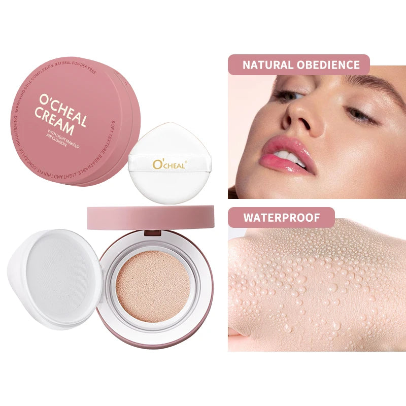 OCHEAL CC Cream Cushion Foundation Cream Corrector hidratante de larga duración Base BB Cream para maquillaje facial Corrector