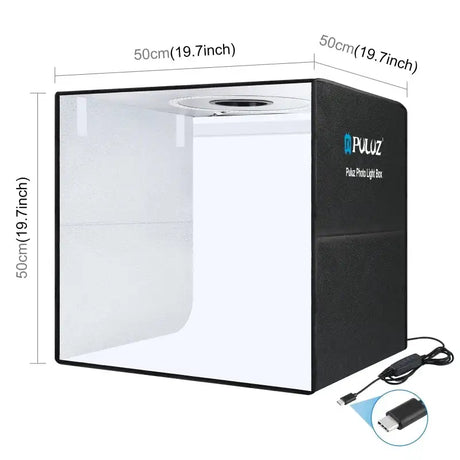 PULUZ 50cm Folding Portable Photo Studio Tent Box 3 Color Ring Light LED Photography Studio Box with 12 Color Background Board - Lootquake