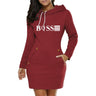 Simplicity Midi Dresses Casual Autumn Winter Daily Comfortable Fashion Slim Fit Pocket Long Sleeves Hoodies Collar Zipper Design - Lootquake
