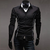 Mens Casual Shirts 2024 Single Breasted Mens Slim Fit Dress Long Sleeve Shirts Soild Male Social Shirts Designer Chemise Homme