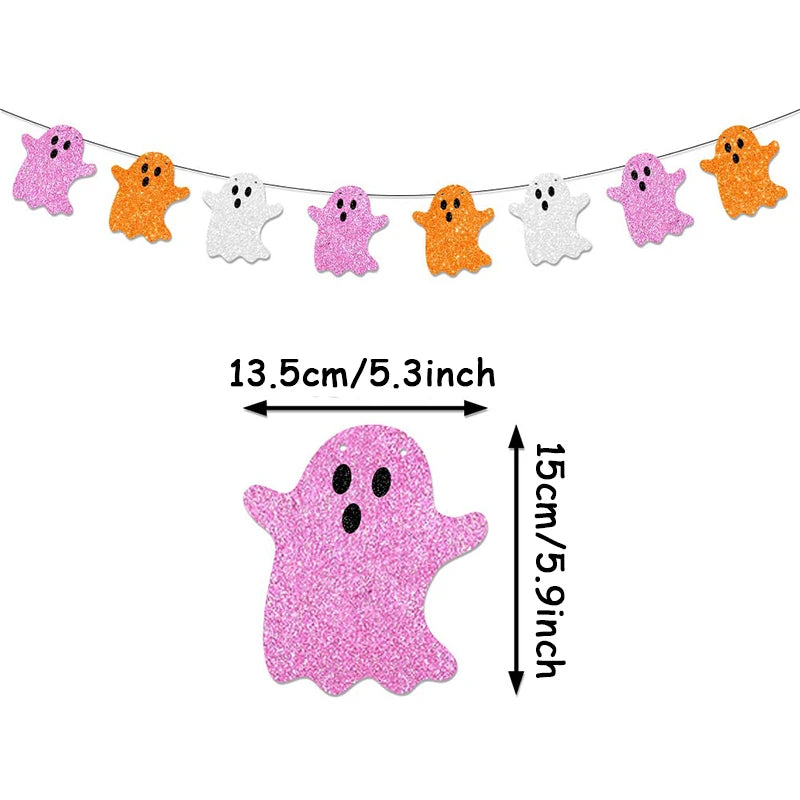 Halloween Themem Party Decoration Banner Ghost Festival Atmosphere Decoration Ghost Spider Bat Banner Decoration Supplies
