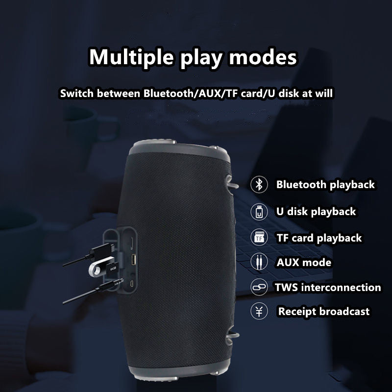 High power bluetooth speaker portable RGB colorful light waterproof wireless subwoofer 360 stereo surround TWS FM boombox